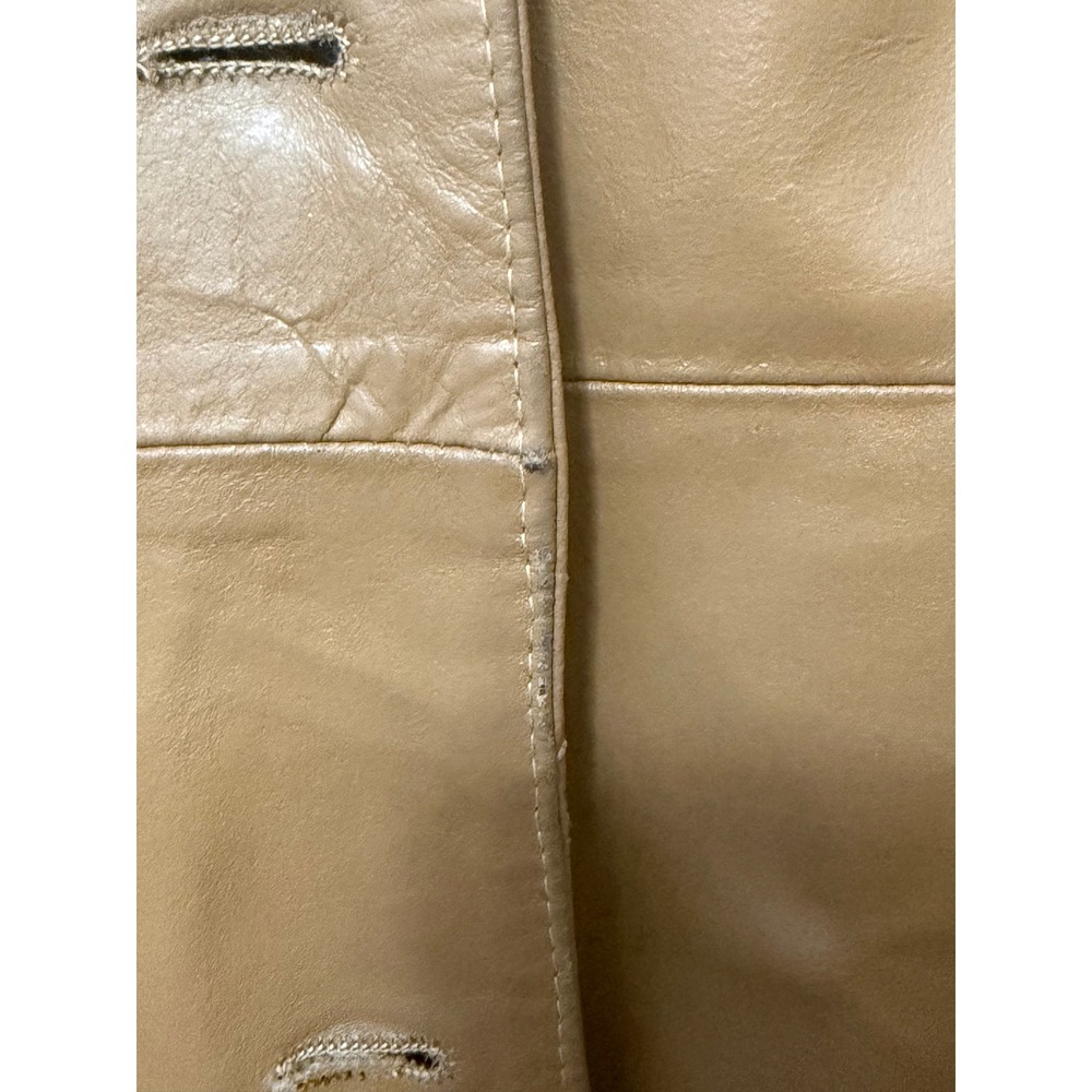 Specchio Italia Tan Leather Trench Coat Made in Italy Vera Pelle Mid Length L - Picture 11 of 13